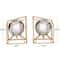 6" Silver Stainless Steel Orb Geometric Bookends with Gold Base Set